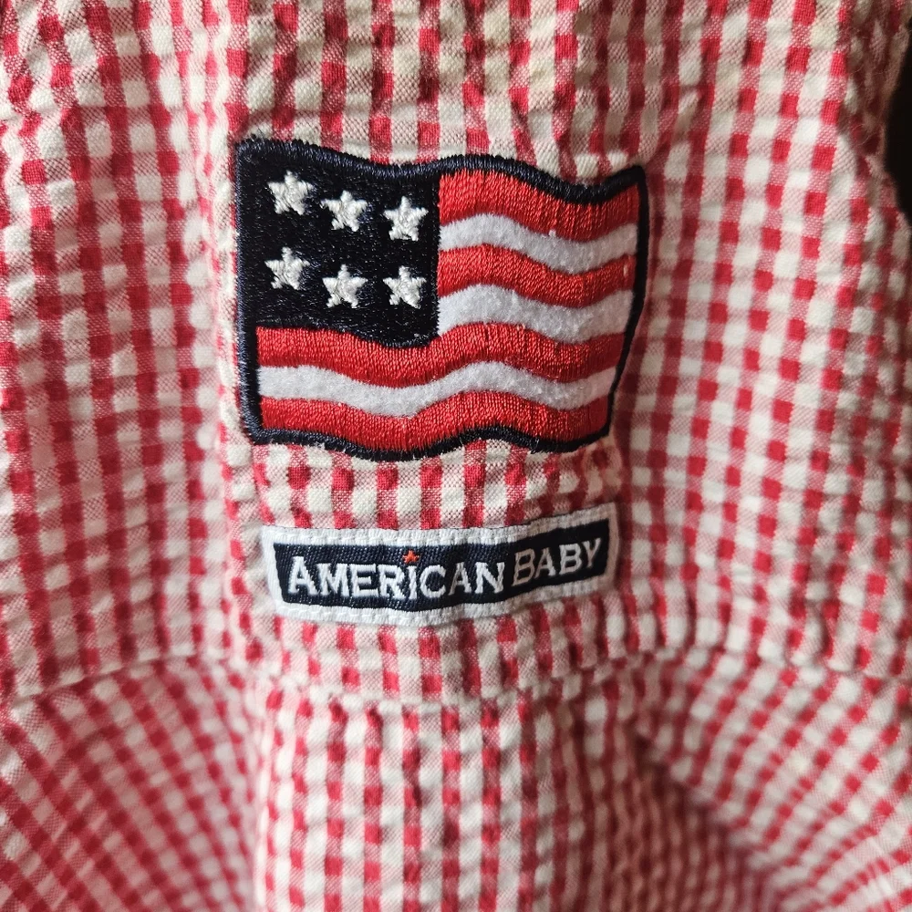 Patriotic American Baby Gingham Print Kids Dress